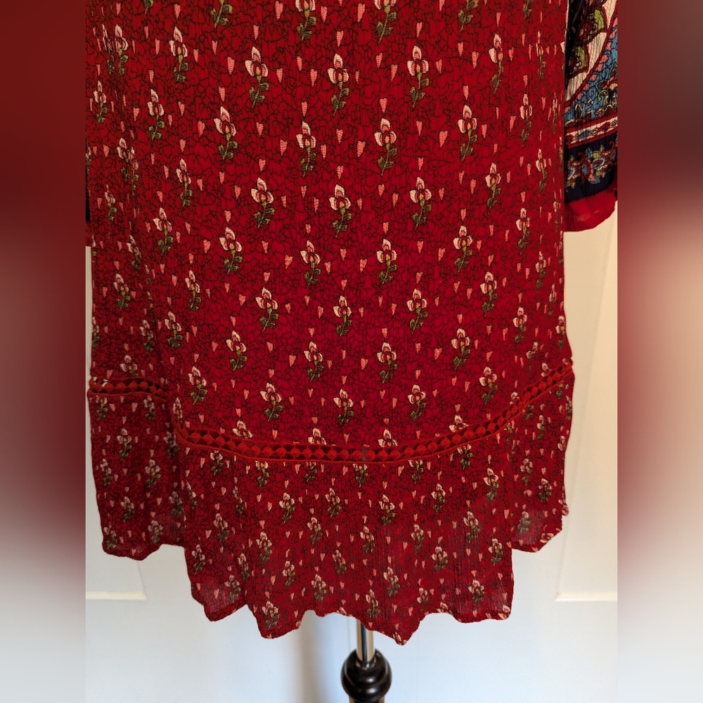 Mini Dress Boho Paisley Floral Size Large - Picture 5 of 13